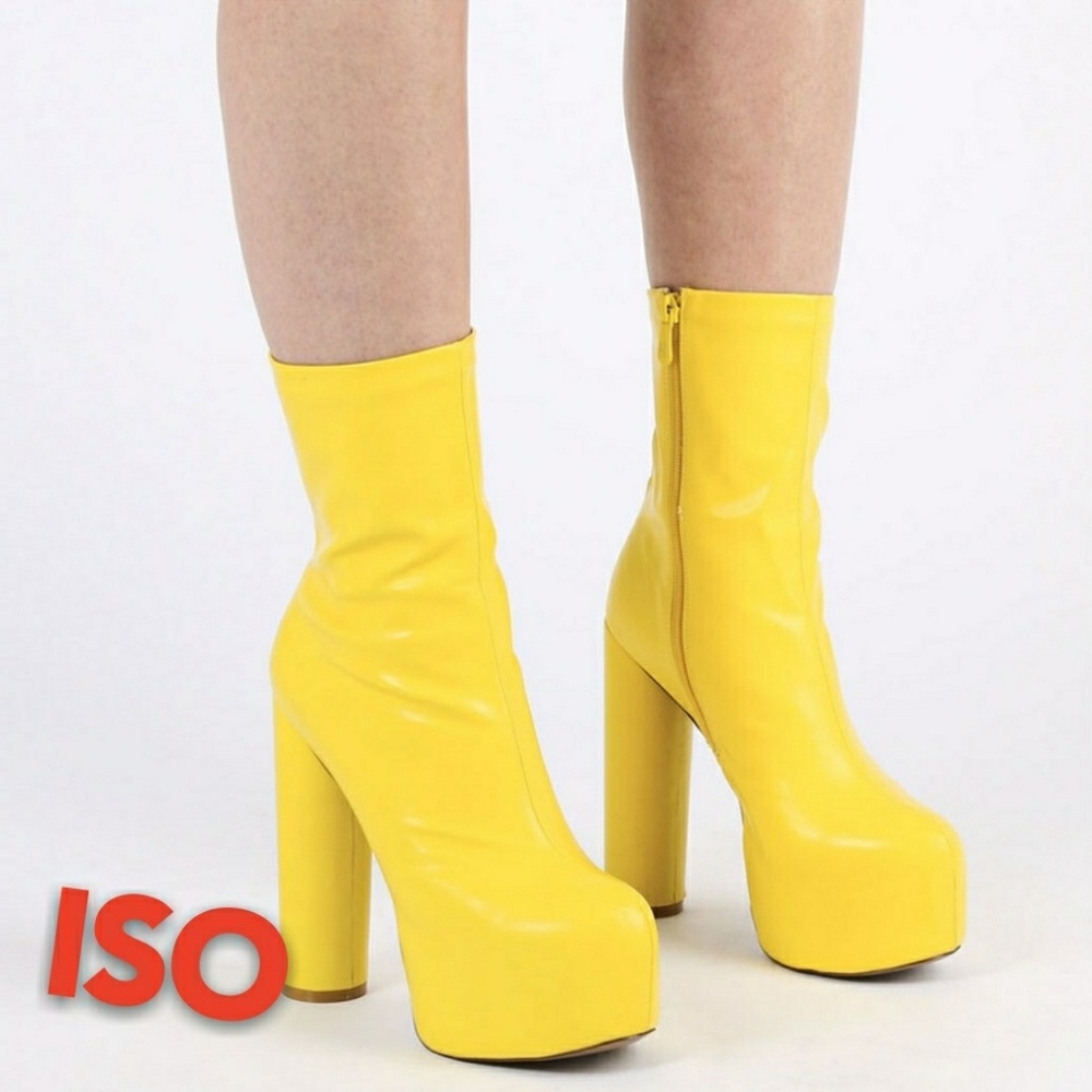 ISO PUBLIC DESIRE JESSA BOOTS YELLOW IN 7